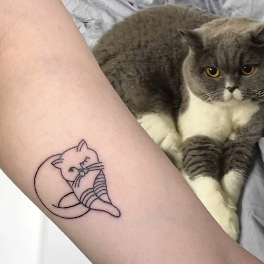 Small Tattoo cat on hand